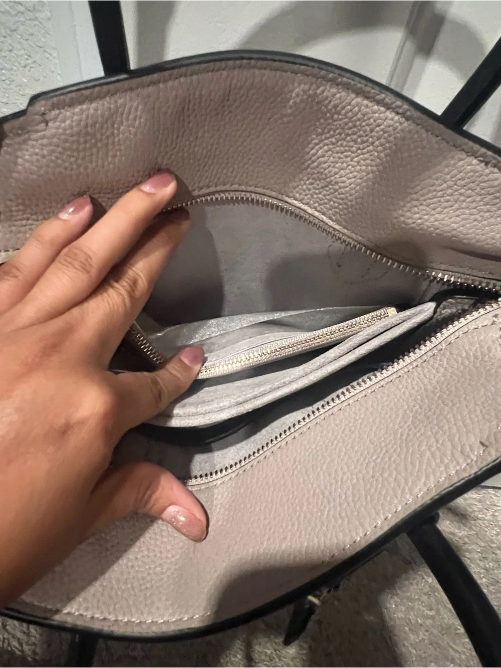 kate spade Blush Pebbled Leather Satchel with Black Handles
